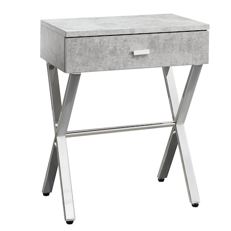 Monarch Specialties Accent Table - 24"H / Grey Cement / Chrome Metal I 3264